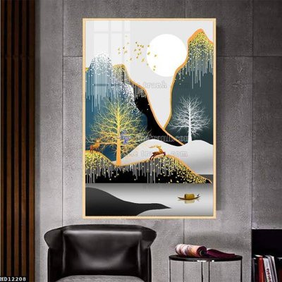 File tranh File tranh hiện đại pha lê gương HD12208 (bản gốc) treo quán cafe