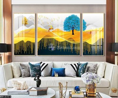 File gốc File tranh hiện đại pha lê gương HD12211 (in lụa) tranh mã đáo