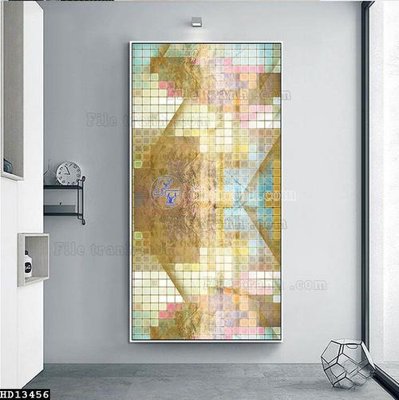 File gốc File tranh hiện đại pha lê gương HD13456 (in lụa) họa tiết 3D