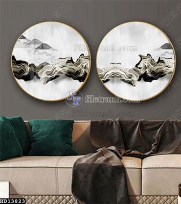 File gốc File tranh hiện đại pha lê gương HD13823 (in lụa) tranh phong thủy