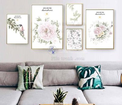 File gốc File bộ tranh treo hiện đại HD14091 (in lụa) tranh phong thủy