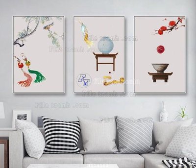 Tải file File bộ tranh treo hiện đại HD14162 (gốc) chủ đề phong thủy
