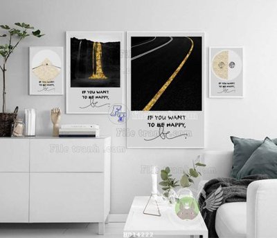 File tranh File bộ tranh treo hiện đại HD14222 (bản gốc) in lụa dán tường