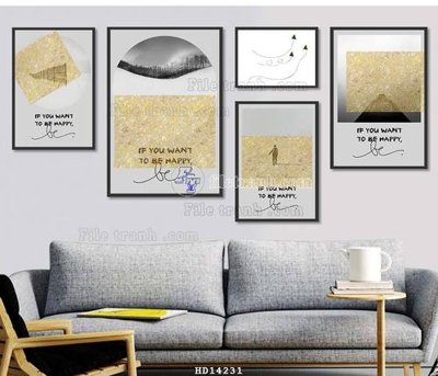 File tranh File bộ tranh treo hiện đại HD14231 (file gốc) chủ đề phong thủy