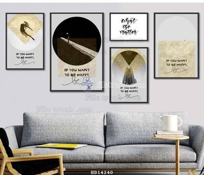 File in mica File bộ tranh treo hiện đại HD14240 (bản gốc) làm vách ngăn