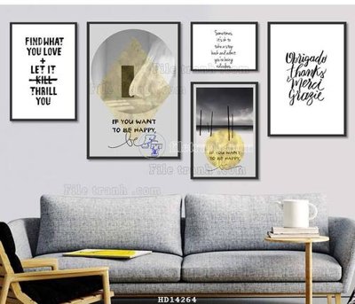 File tranh gốc PSD File bộ tranh treo hiện đại HD14264 còn nguyên layer