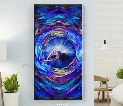 File tranh File bộ tranh treo hiện đại HD14307 (bản gốc) in lụa dán tường