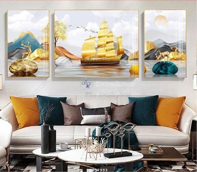 File gốc File tranh treo hiện đại HD17993 (in tráng gương) hiện đại