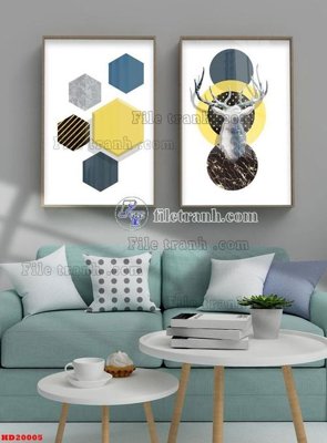 File gốc File tranh bộ hiện đại HD20005 (in ấn) màu sắc trung thực