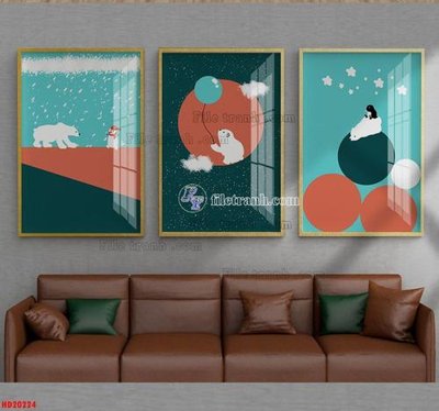 File gốc File tranh bộ hiện đại HD20224 (in lụa) tranh phong thủy