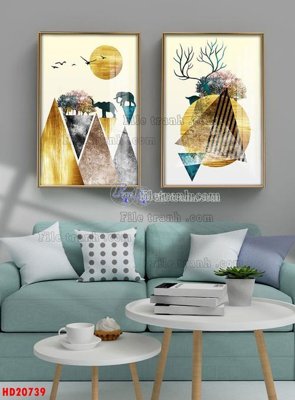 File gốc File tranh bộ hiện đại HD20739 (in lụa) cao cấp