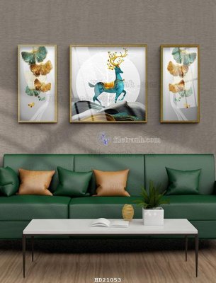 File gốc File tranh hiện đại pha lê gương HD21053 (in lụa) tranh mã đáo