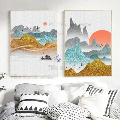 File gốc File tranh hiện đại pha lê gương HD21370 (in mica) trang trí