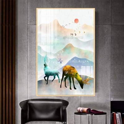 Tải file File tranh hiện đại pha lê gương HD21831 (gốc) chủ đề hoa sen