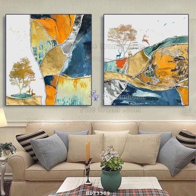 Ảnh gốc File bộ tranh treo hiện đại HD23309 (nét căng) in mica