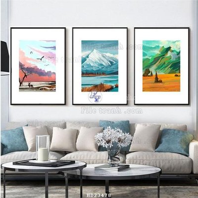 File gốc File bộ tranh treo hiện đại HD23478 (in lụa) trang trí tường