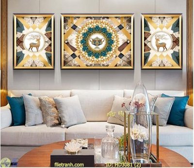 File tranh gốc in trần nhà File tranh treo hiện đại HD3081 3D