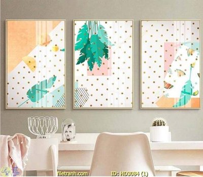 File gốc File tranh treo hiện đại HD3084 (in lụa) hoa văn cổ điển