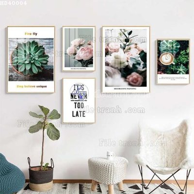 Download file File bộ tranh treo hiện đại HD40004 (gốc) in mica đèn LED