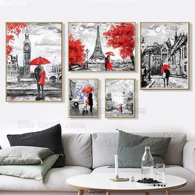 Tải file File bộ tranh treo hiện đại HD40009 (PSD) cho in tranh 3D