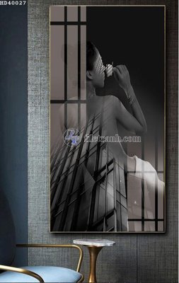 File gốc File bộ tranh treo hiện đại HD40027 (in lụa) hoa văn cổ điển