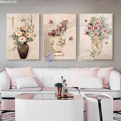 Ảnh gốc File bộ tranh treo hiện đại HD40195 (nét căng) in mica