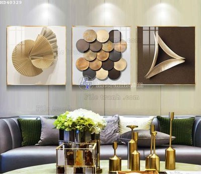 File gốc File bộ tranh treo hiện đại HD40329 (in lụa) tranh phong thủy