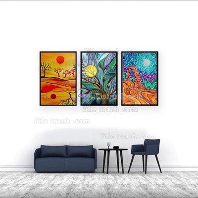 Tải file File bộ tranh treo hiện đại HD40513 (gốc) chủ đề phong thủy