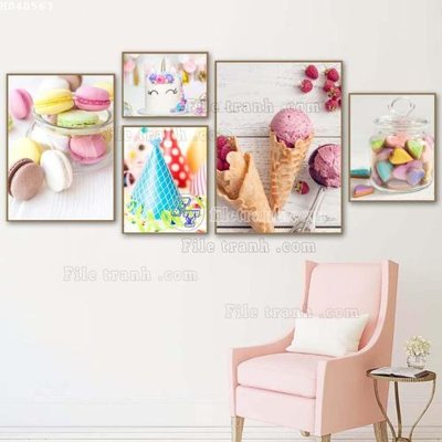 File in trần File bộ tranh treo hiện đại HD40563 (file gốc) hoa văn 3D