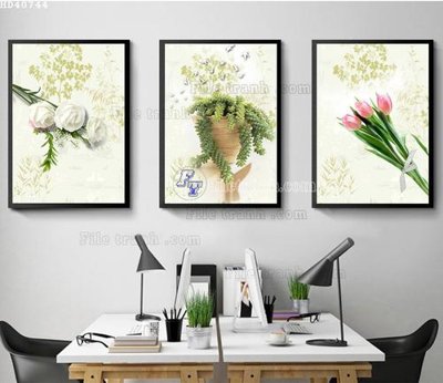 File tranh File bộ tranh treo hiện đại HD40744 (bản gốc) in lụa 5D