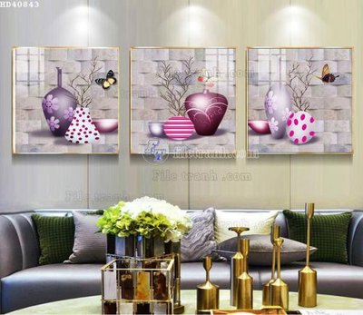 Hình ảnh file gốc in trần nhà File bộ tranh treo hiện đại HD40843