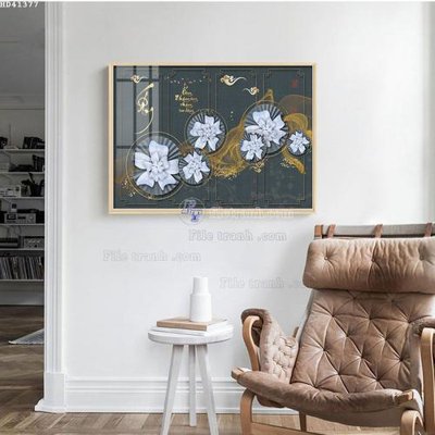 Download file gốc File bộ tranh treo hiện đại HD41377 (in lụa) hoa lá