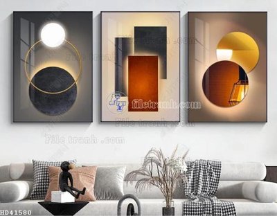 File tranh File bộ tranh treo hiện đại HD41580 (gốc) in film