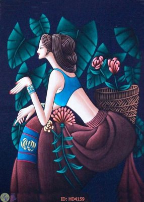 File gốc File tranh treo hiện đại HD4159 (in lụa) hoa văn cổ điển