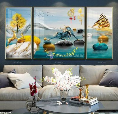 File tranh File bộ tranh treo hiện đại HD41607 (file gốc) chuẩn màu in