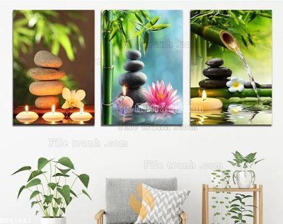 File gốc File bộ tranh treo hiện đại HD41683 (in lụa) hoa văn cổ điển