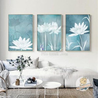 Hình ảnh file gốc in trần nhà File bộ tranh treo hiện đại HD41738