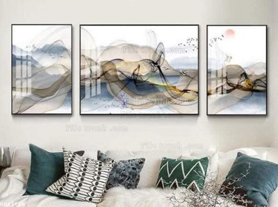 File gốc File bộ tranh treo hiện đại HD41758 (in tráng gương) hiện đại