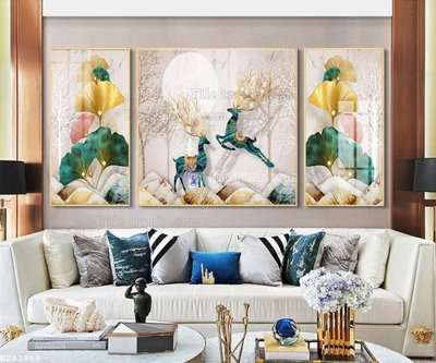 File tranh File bộ tranh treo hiện đại HD41859 (bản gốc) in lụa 5D