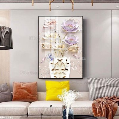 File gốc File bộ tranh treo hiện đại HD41910 (in lụa) hoa văn cổ điển