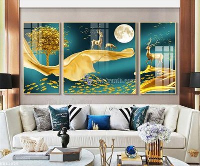 File gốc File bộ tranh treo hiện đại HD42025 (in tráng gương) sang trọng