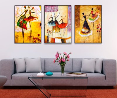 File gốc File tranh bộ 3 sơn dầu trừu tượng HD4313 (PNG) không nền chất lượng