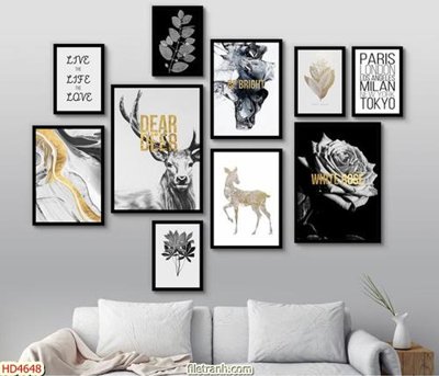 File gốc Tranh bộ hiện đại HD4648 (in tráng gương) nghệ thuật