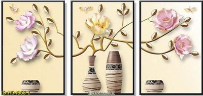 File gốc Tranh bộ hiện đại HD4860 (in lụa) hoa văn cổ điển