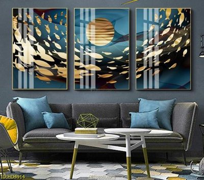 Tải file File tranh bộ hiện đại HD4914 (gốc) chủ đề hoa sen