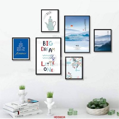 File gốc File tranh treo bộ 6 tấm bắc âu HD50034 (in tráng gương) hiện đại