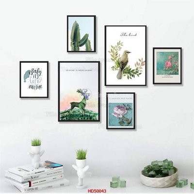 Hình ảnh file gốc File tranh treo bộ 6 tấm bắc âu HD50043 cho in UV