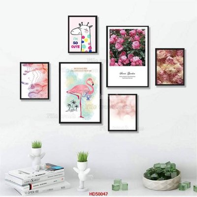 File in lụa File tranh treo bộ 6 tấm bắc âu HD50047 (chất lượng cao) File tranh treo bộ 6 tấm bắc âu HD50047