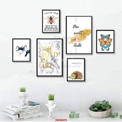 File tranh gốc in trần nhà File tranh treo bộ 6 tấm bắc âu HD50075 3D