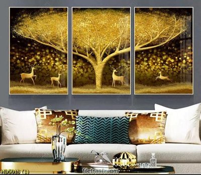 File gốc File tranh bộ hiện đại HD5013 (in 3D) cho trang trí